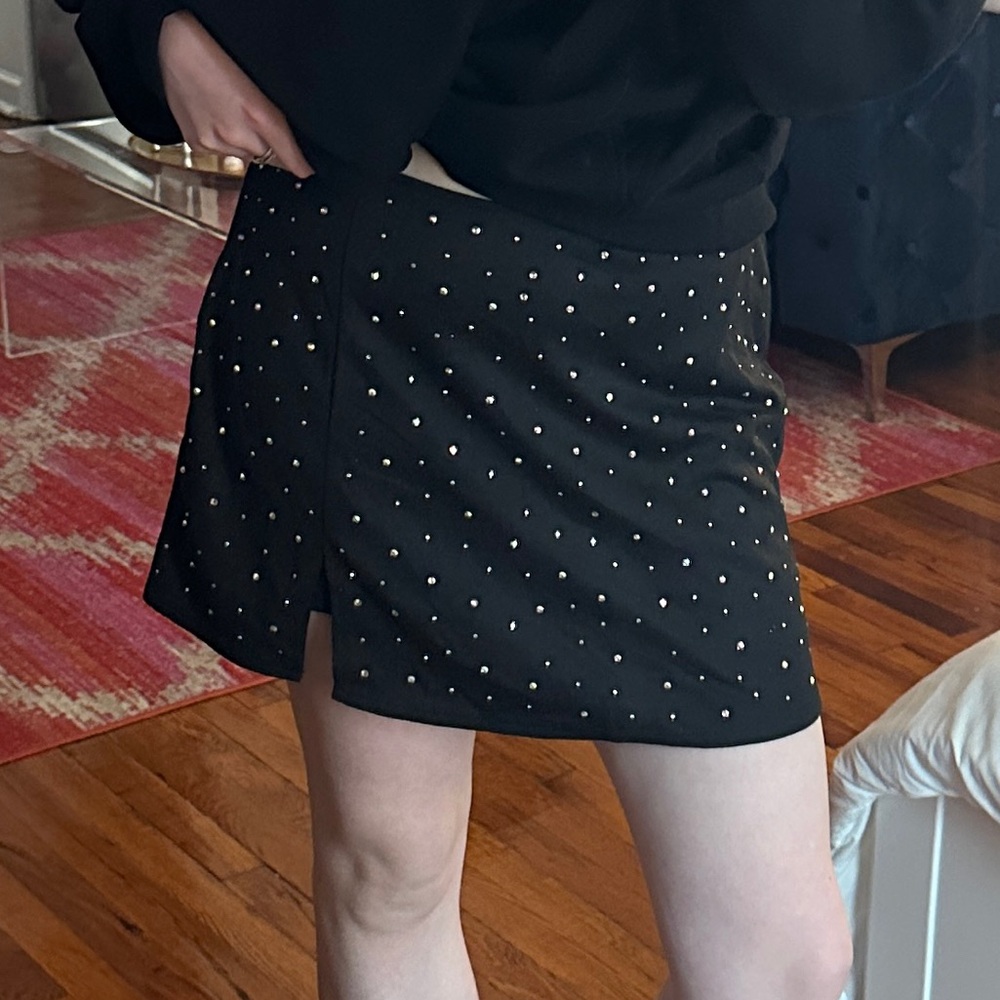 Wild Fable Iridescent Beaded Black Skort